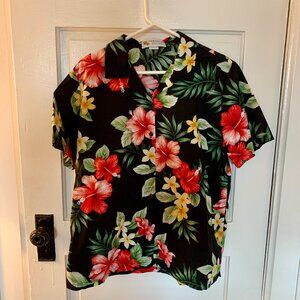 Alohawears Made in Hawaii Hawaiian Shirt, Size L Hibiscus Print